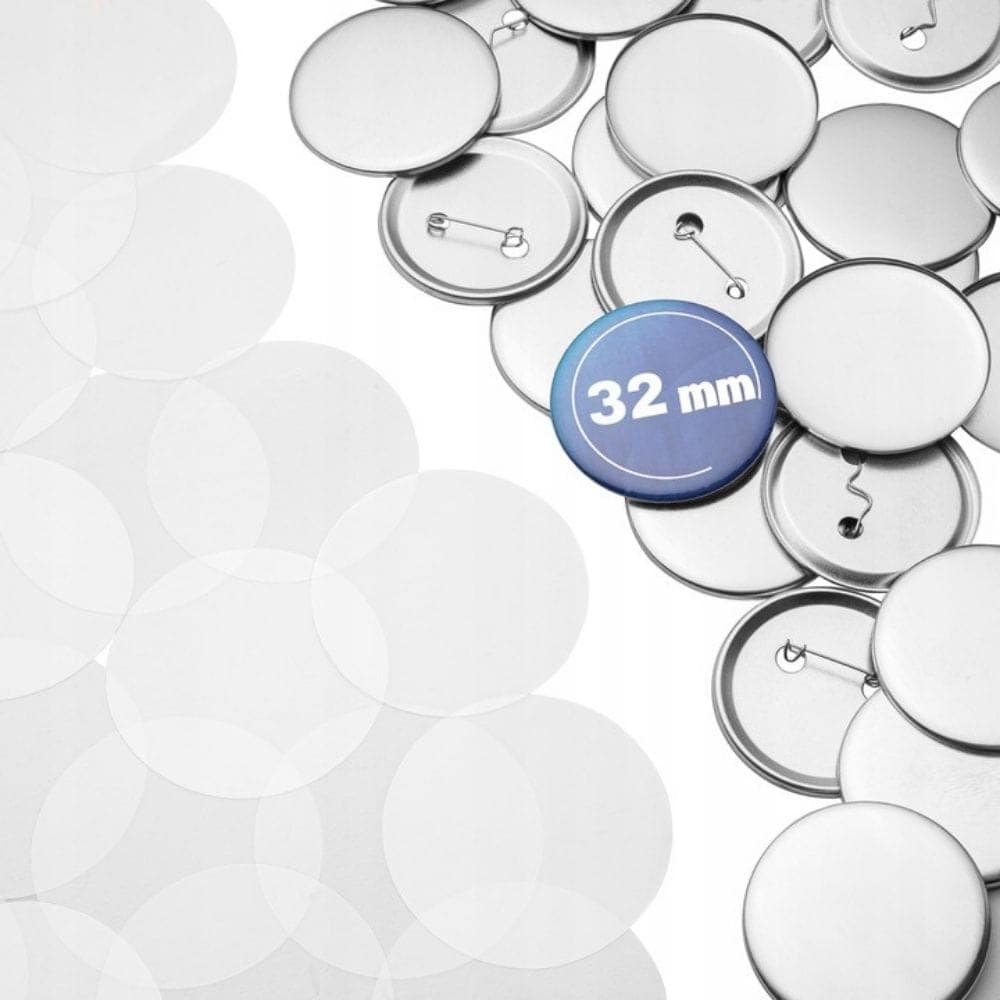 Komponenty do przypinek 32 mm z agrafką – zestaw 100 sztuk